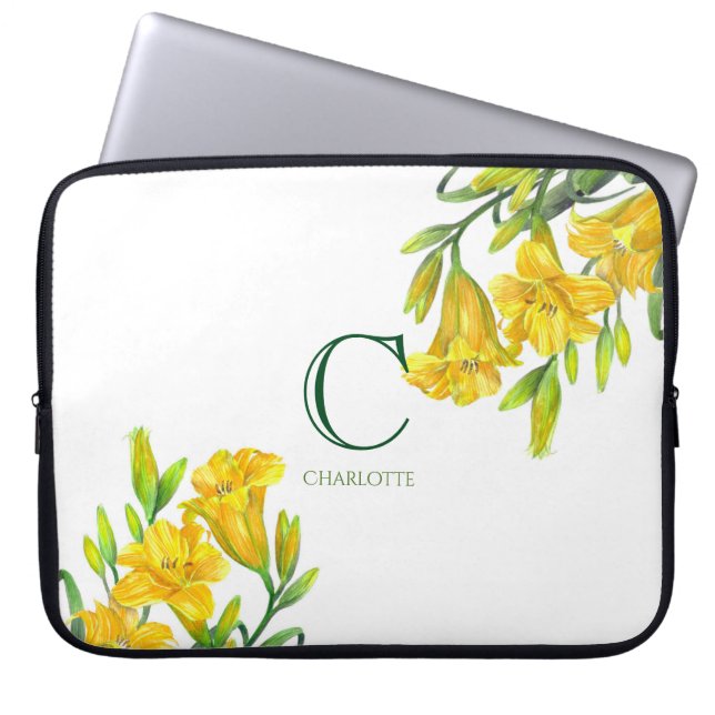 Lilis floral Art Monogram Laptopschutzhülle (Vorderseite)