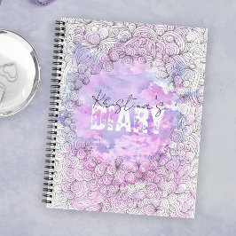 Lillac Azure Watercolor Black Ink Muster Border Notizbuch