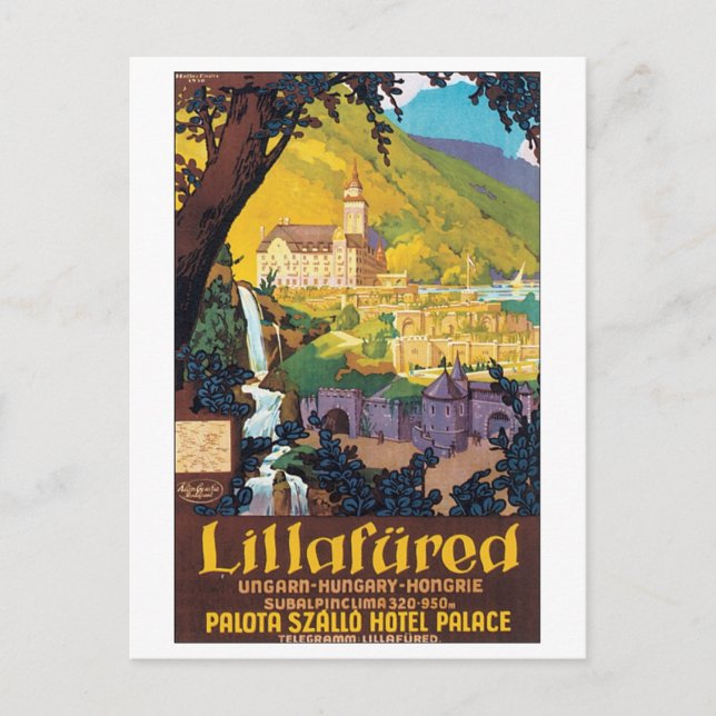 Lillafured Ungarisches Reiseplakat Postkarte (Vorderseite)