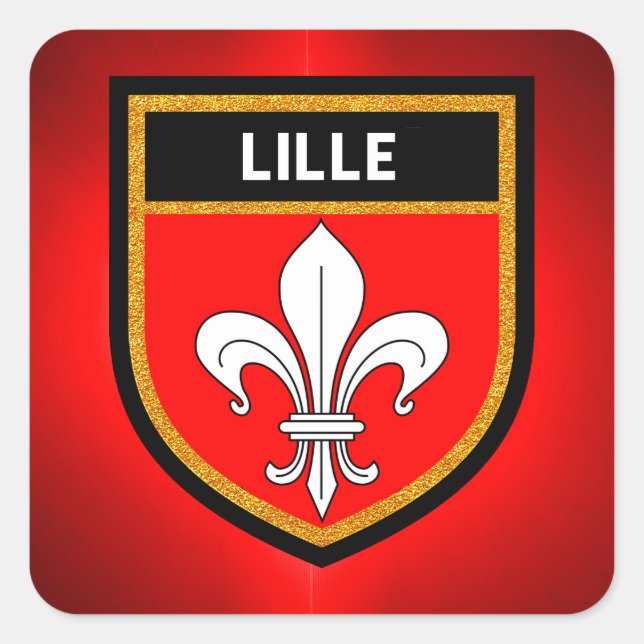 Lille Flag Quadratischer Aufkleber (Vorderseite)