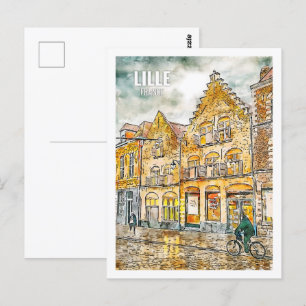 Lille France Faive Travel Place Watercolor Postkarte