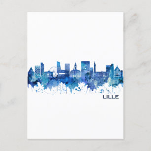 Lille France Skyline Blue Feiertagspostkarte