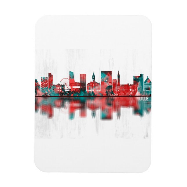 Lille France Skyline Magnet (Vertikal)