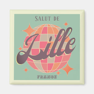 Lille Frankreich Urlaub gelbe Disco-Kugel Souvenir Magnet