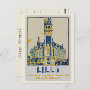 Lille iconic Gebäude Illustration Frankreich Postkarte