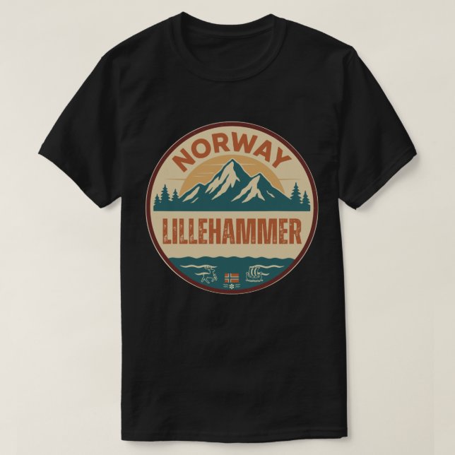 Lillehammer, Norge Norwegen T-Shirt (Design vorne)