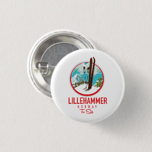 Lillehammer Norwegen Ski-Logo Button