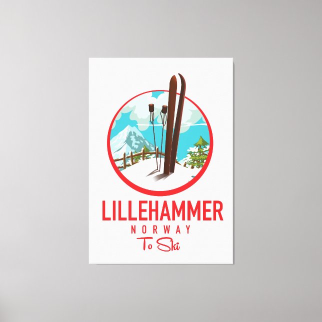 Lillehammer Norwegen Ski-Logo Leinwanddruck (Vorderseite)