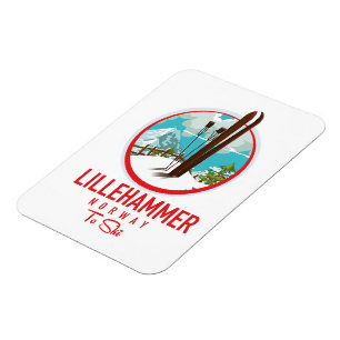Lillehammer Norwegen Ski-Logo Magnet
