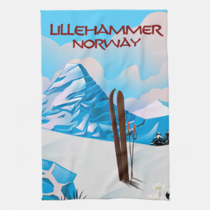 Lillehammer Norwegen Skiposter. Geschirrtuch