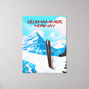 Lillehammer Norwegen Skiposter. Leinwanddruck