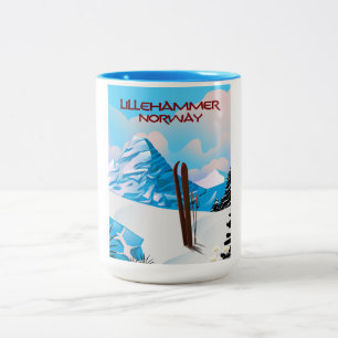Lillehammer Norwegen Skiposter. Zweifarbige Tasse