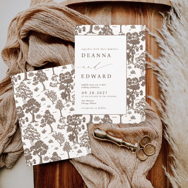 LILLIE Elegant Mocha Brown Einladung zur Hochzeit (Von Creator hochgeladen)