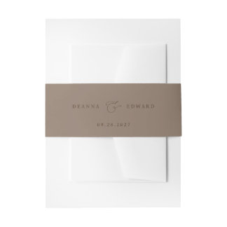 LILLIE Elegant Mocha Brown Wedding Einladungsbanderole