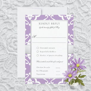 Lilly-Damask-Blumen-Hochzeits-Essen-RSVP-Karte RSVP Karte