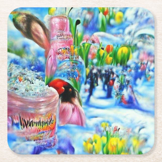 Lilly Rechteckiger Pappuntersetzer (Vorderseite)