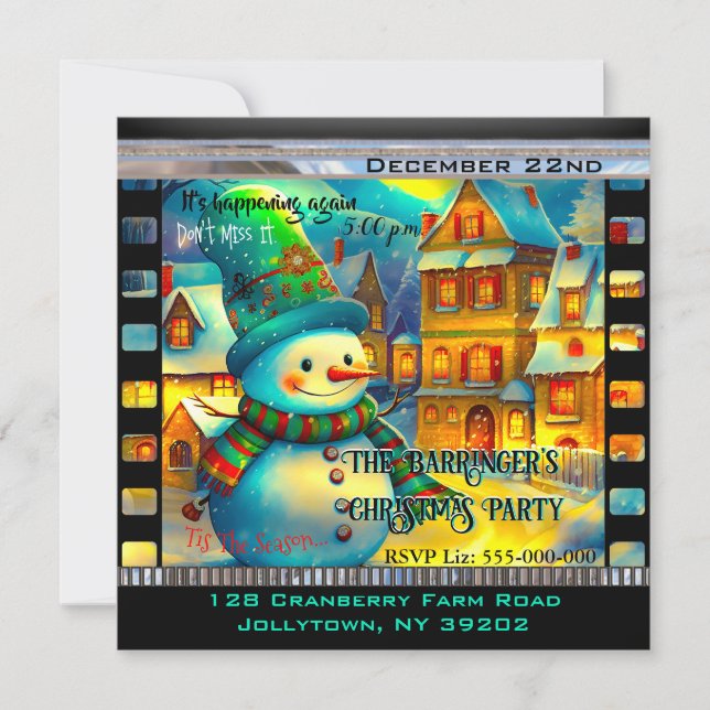 Lilly Snowman Niedlich Festive Annual Christmas Pa Einladung (Vorderseite)