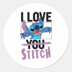 Lilo & Stitch - Valentinstag I Love Stitch  Runder Aufkleber