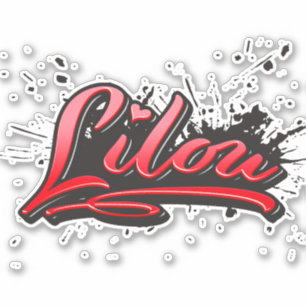 Lilou red Heart Graffiti Aufkleber Sticker
