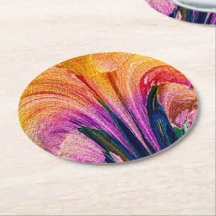 Lily Abstrakte Burgundy Lily weich - Verbessert Runder Pappuntersetzer