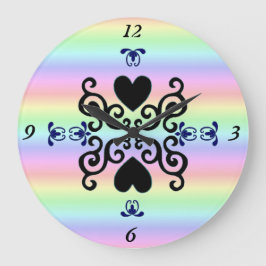 Lily and Heart on Rainbow Große Wanduhr