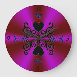 Lily and Heart on Rainbow Große Wanduhr