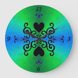 Lily and Heart on Rainbow Große Wanduhr