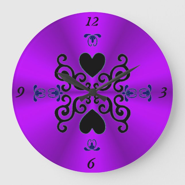 Lily and Heart on Rainbow Große Wanduhr (Vorderseite)