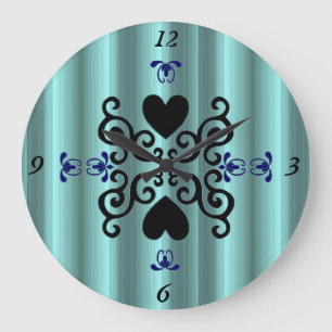Lily and Heart on Rainbow Große Wanduhr