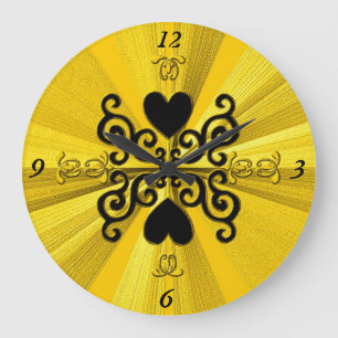 Lily and Heart on Rainbow Große Wanduhr