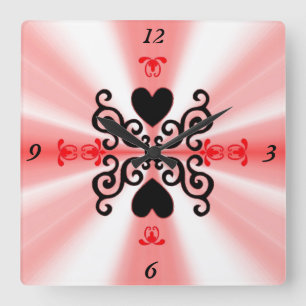 Lily and Heart on Rainbow Quadratische Wanduhr