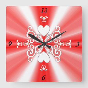 Lily and Heart on Rainbow Quadratische Wanduhr
