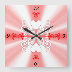 Lily and Heart on Rainbow Quadratische Wanduhr