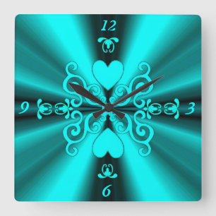 Lily and Heart on Rainbow Quadratische Wanduhr