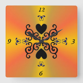 Lily and Heart on Rainbow Quadratische Wanduhr