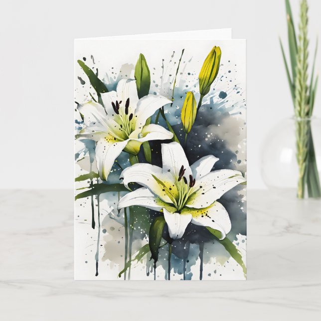 Lily - Aquarellblumen Karte (Vorderseite)