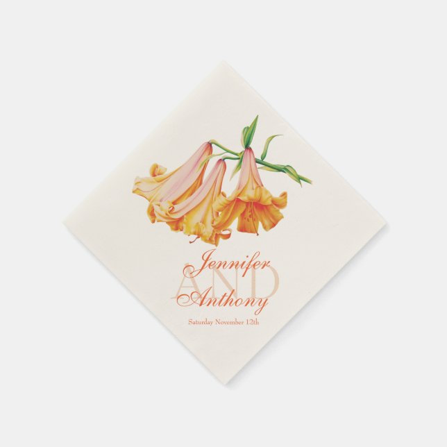 Lily Bell Fine Art Name Hochzeitstitel Papierservi Serviette (Ecke)