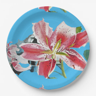 Lily blue Lilien Floral Blume Party Papierplatte Pappteller