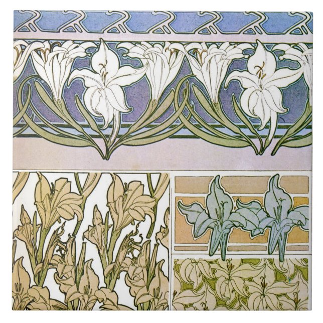 Lily Blume Art Nouveau Style, Mucha Fliese (Vorderseite)