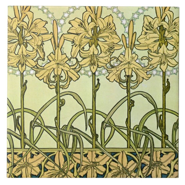 Lily Blume Art Nouveau Style, Mucha Fliese (Vorderseite)