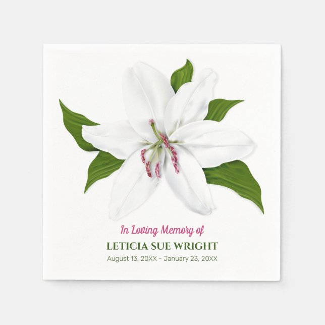 Lily Blume Beerdigung Memorial Serviette (Vorderseite)