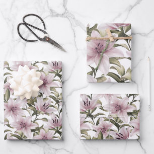 Lily Blume. Blumenmuster Geschenkpapier Set