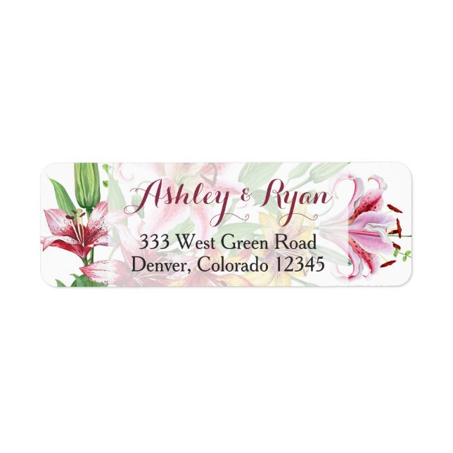 Lily Blume Bouquet Wedding Address Label (Vorne)