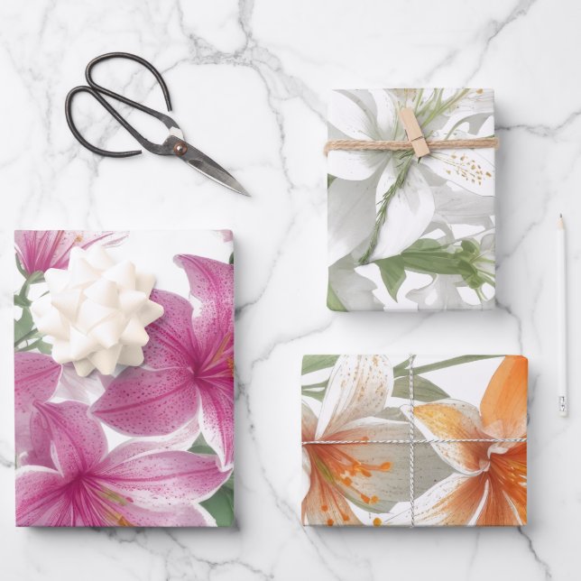 Lily-Blume Geschenkpapier Set (Vorderseite)