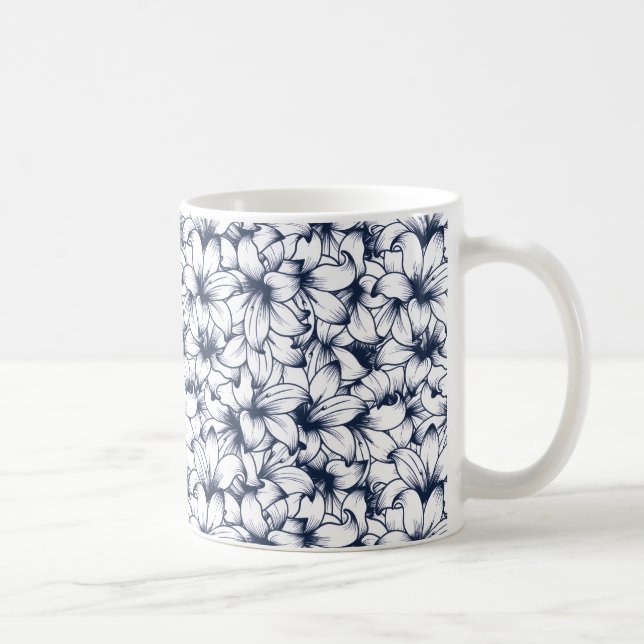 Lily Blume Ink Sketched Pattern Kaffeetasse (Rechts)