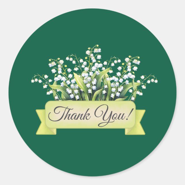 Lily Blume mit Banner Floral Vielen Dank Runder Aufkleber (Vorderseite)