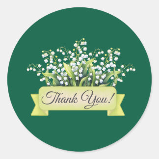 Lily Blume mit Banner Floral Vielen Dank Runder Aufkleber