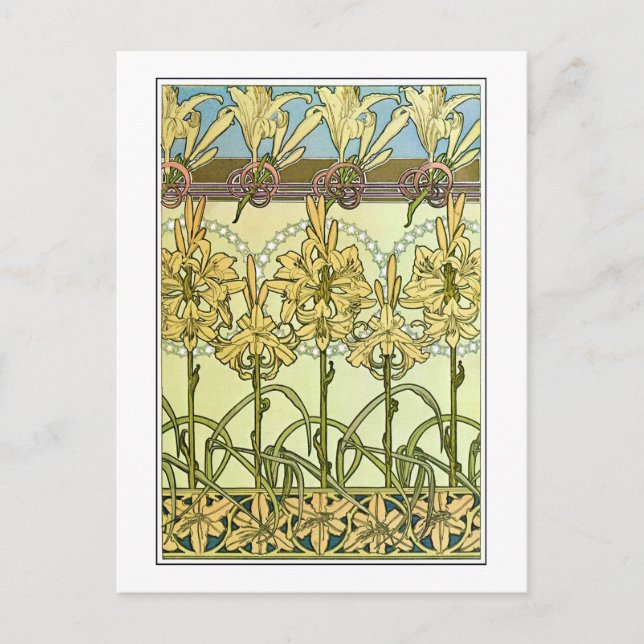 Lily Blume of Art Nouveau Style, Mucha Postkarte (Vorderseite)