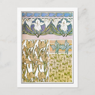 Lily Blume of Art Nouveau Style, Mucha Postkarte