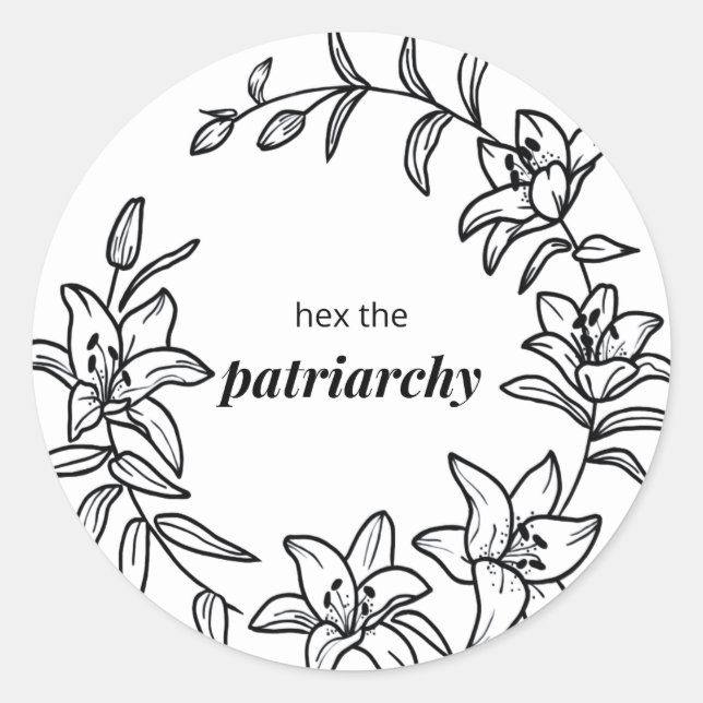 Lily Blume Sticker mit "Hex the Patriarchy" (Vorderseite)